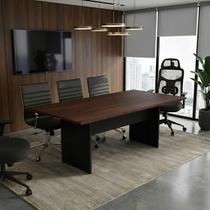 Mesa Reunião 8 Lugares 200cm x 100cm Retangular Executiva com Pé Painel para Escritório Corporativo F5 Office