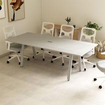 Mesa Reunião 8 Lugares 230cm Central Tomada Escritório Industrial Executive Cinza