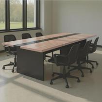 Mesa Reunião Escritório 6 lugares Linha Alta 2,40m Nogueira