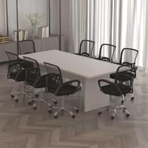 Mesa Reunião Escritório 8 Lugares 220cm x 100cm Pés Painel