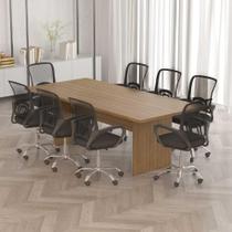 Mesa Reunião Escritório 8 Lugares 220cm x 100cm Pés Painel
