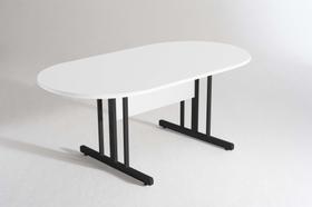 Mesa Reunião Oval 2700mm Branco/preto Mdf 15mm