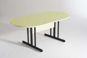 Mesa Reunião Oval 2700mm Ovo/preto Mdf 15mm