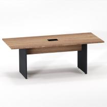 Mesa Reunião Power Box Pé Painel P25 Pandin 2,0 M Noce Naturale e Grafito