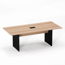 Mesa Reunião Power Box Pé Painel P25 Pandin 2,0 M Noce Naturale e Preto