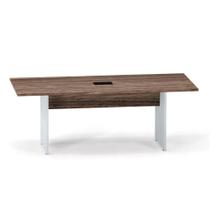 Mesa Reunião Power Box Pé Painel P25 Pandin 2,0 M Walnut e Cinza