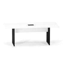 Mesa Reunião Power Box Pé Painel P25 Pandin 2,6 M Branco e Preto