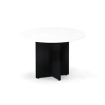 Mesa Reunião Redonda Pé Painel P25 Pandin 1,10 M Branco e Preto