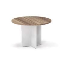 Mesa Reunião Redonda Pé Painel P25 Pandin 1,10 M Noce Naturale e Branco