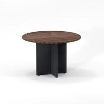 Mesa Reunião Redonda Pé Painel P25 Pandin 1,10 M Walnut e Grafito