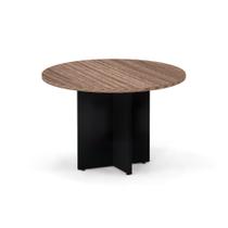 Mesa Reunião Redonda Pé Painel P25 Pandin 1,10 M Walnut e Preto