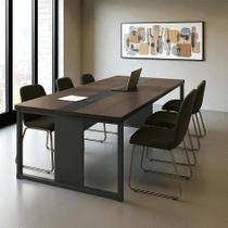 Mesa Reunião Retangular 240cm Com Passa Fio 6 Lugares Freijó Mesa Reunião Retangular 240cm Com Passa Fio 6 Lugares Freijó