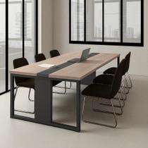 Mesa Reunião Retangular 240cm Com Passa Fio 6 Lugares Nog