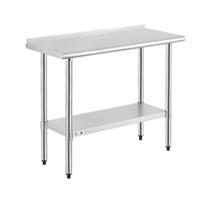 Mesa ROCKPOINT em aço inoxidável 18x36" com Backsplash