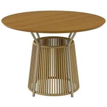 Mesa Roma Redonda 120cm com Corda Náutica Paonanda Cor Cinamomo Dourado Mesa Roma Redonda 120cm com Corda Náutica Paonanda Cor Cinamomo Dourado