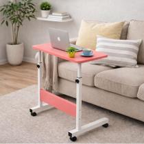 Mesa Rosa Com Rodinhas Altura Regulável Trabalho Estudo