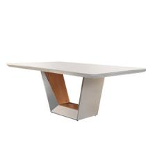 Mesa Rubi 220cm Madeira E Vidro Mobillare Off White