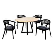 Mesa Rustic Tampo em Madeira com 4 Cadeiras Italia Artluxo Mesa Rustic Tampo em Madeira com 4 Cadeiras Italia Artluxo