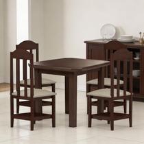 Mesa Rústica de Madeira Maciça com 4 Cadeiras Estofadas Mesa Rústica de Madeira Maciça com 4 Cadeiras Estofadas