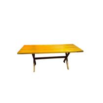 Mesa Rustica para Varanda em Madeira Maciça 2 Metros Yescasa Amarelo/Mel