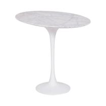 Mesa Saarinen Lateral Oval Carrara 57x38cm - Base Branca Mesa Saarinen Lateral Oval Carrara 57x38cm - Base Branca