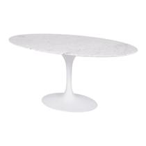 Mesa Saarinen Oval Carrara 180x100cm - Base Branca