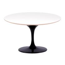 Mesa Saarinen Oval Fórmica Branca 180x100cm - Base Preta