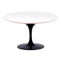 Mesa Saarinen Oval Fórmica Branca 180x100cm - Base Preta Mesa Saarinen Oval Fórmica Branca 180x100cm - Base Preta