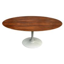 Mesa Saarinen Oval Pau Ferro 160x90cm - Base Branca