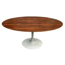 Mesa Saarinen Oval Pau Ferro 244x137cm - Base Branca