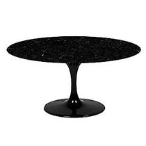 Mesa saarinen oval sala de jantar 1,40 base preto tampo preto
