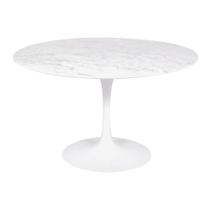 Mesa Saarinen Redonda Carrara 124cm - Base Branca