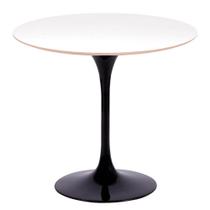 Mesa Saarinen Redonda Fórmica Branca 107cm - Base Preta