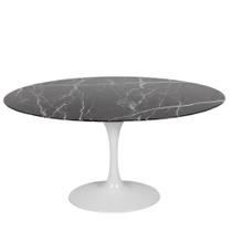 Mesa Saarinen Tulipa Branca - Tampo Oval 120x80cm - Mármore Nero Marquina Mesa Saarinen Tulipa Branca - Tampo Oval 120x80cm - Mármore Nero Marquina