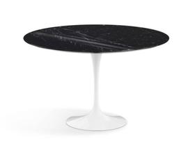 Mesa Saarinen Tulipa Branca - Tampo Redondo 60cm - Mármore Nero Marquina