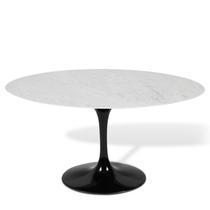 Mesa Saarinen Tulipa Oval Carrara 120x80cm Branco/Preto