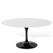 Mesa Saarinen Tulipa Oval Nanoglass 137x90cm Branco/Preto