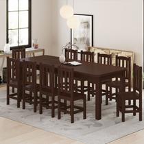 Mesa Safira Em Madeira Maciça 220x88 Com 10 Cadeiras Castanho