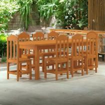 Mesa Safira Em Madeira Maciça 220x88 Com 8 Cadeiras Mel