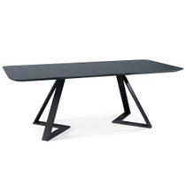Mesa Sala de Jantar 6 Lugares 200cm Tampo de Vidro Efron Preto G13 - Gran Belo Mesa Sala de Jantar 6 Lugares 200cm Tampo de Vidro Efron Preto G13 - Gran Belo
