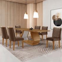 Mesa Sala De Jantar Alvorada 180cm E 6 Cadeiras Liz Moderna Veludo Marrom/off White/imbuia Mesa Sala De Jantar Alvorada 180cm E 6 Cadeiras Liz Moderna Veludo Marrom/off White/imbuia
