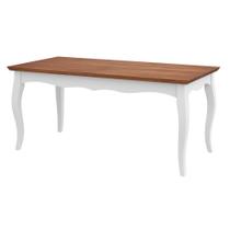 Mesa Sala de Jantar Cozinha Gallia 200cm Madeira Maciça e MDF Branco/Imbuia G42 - Gran Belo