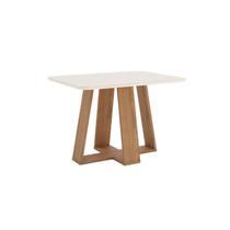 Mesa Sala de Jantar Lins 1200mm Canto Arredon com Vidro Nature/Off White - Henn