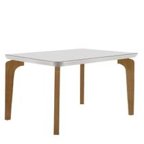 Mesa Sala de Jantar Liz 120cm Em MDF e Vidro Canto Copo Mesa Sala de Jantar Liz 120cm Em MDF e Vidro Canto Copo