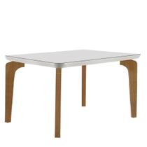 Mesa Sala De Jantar Liz 120cm Em Mdf E Vidro Com Canto Copo Off White/ Imbuia/ Serig. Off Mesa Sala De Jantar Liz 120cm Em Mdf E Vidro Com Canto Copo Off White/ Imbuia/ Serig. Off