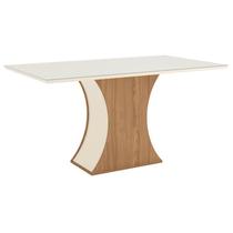 Mesa Sala de Jantar Luiza 1600mm com Vidro Nature/Off White - Henn