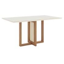 Mesa Sala de Jantar Natalí 1600mm com Vidro Nature/Off White - Henn