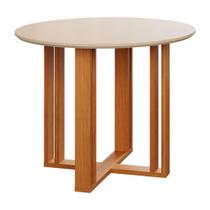 Mesa Sala de Jantar Redonda 4 lugares 93 cm Cimol Flora Nature Off White - 100% MDF