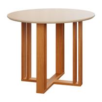 Mesa Sala de Jantar Redonda 4 lugares 93 cm Cimol Flora Nature Off White - 100% MDF