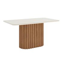 Mesa Sala de Jantar Solana 1600mm Canto Arredon com Vidro Nature/Off White - Henn